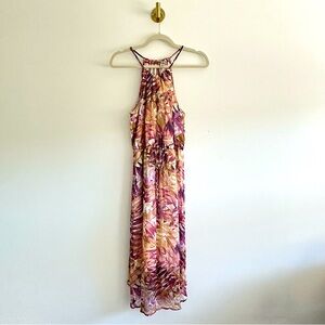 Lucky Brand Palm Print Mid Length Dress Sz Small